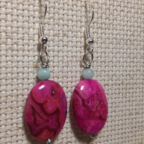 Pink Lace Agate Stone with Blue amazonite - Picture 5 of 8